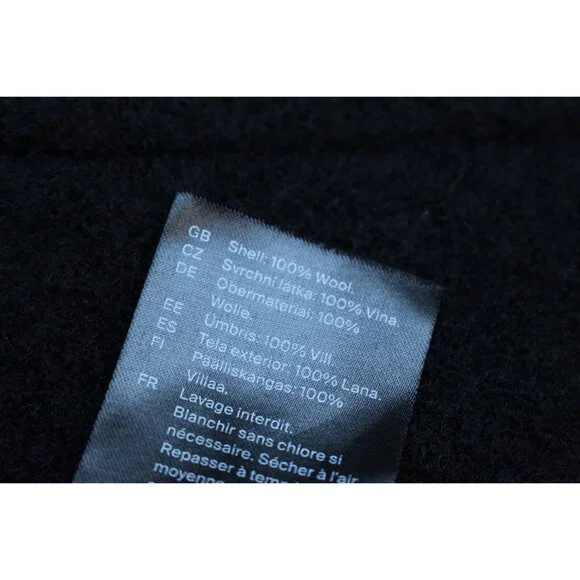 COS Boiled Wool Chore Jacket with Rib Knit Collar, Black, XL - Picture 8 of 9